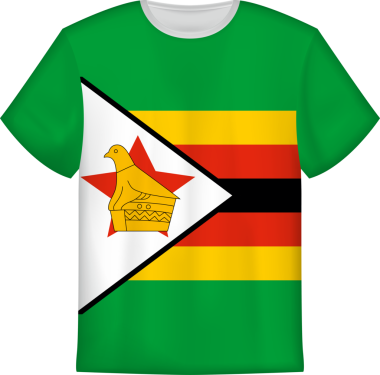 Üzerinde Zimbabwe bayrağı olan tişört tasarımı. Tişört şablonu.