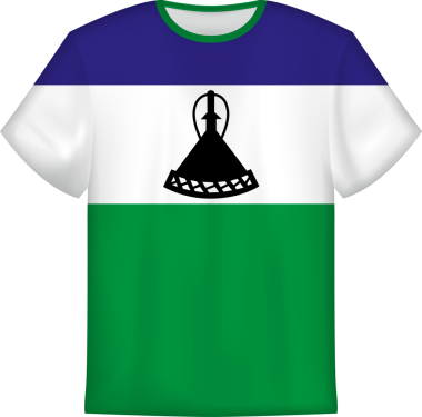 Lesotho bayrağı olan tişört tasarımı. Tişört şablonu.