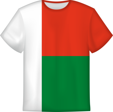 Madagaskar bayrağı taşıyan tişört tasarımı. Tişört şablonu.