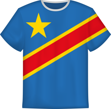 Demokratik Kongo Cumhuriyeti bayrağı taşıyan tişört tasarımı. Tişört şablonu.