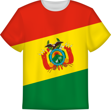 Bolivya bayrağı taşıyan tişört tasarımı. Tişört şablonu.