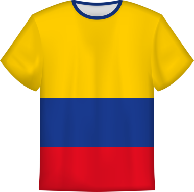 Kolombiya bayrağı olan tişört tasarımı. Tişört şablonu.