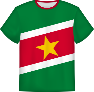 Surinam bayrağı olan tişört tasarımı. Tişört şablonu.