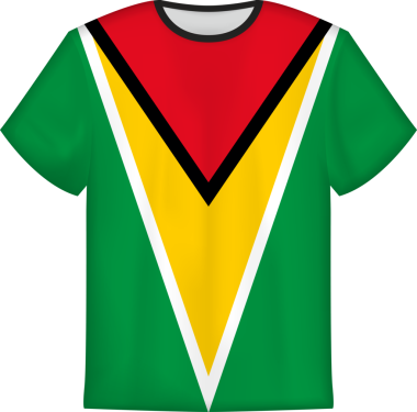 Guyana bayrağı olan tişört tasarımı. Tişört şablonu.