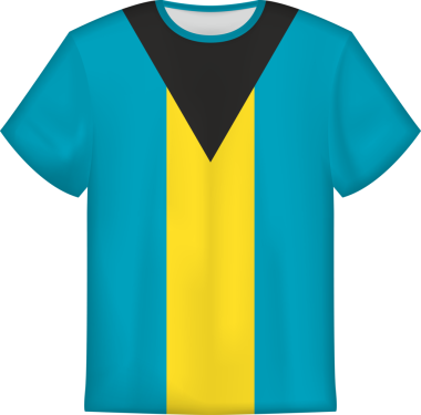 Bahamalar bayrağını taşıyan tişört tasarımı. Tişört şablonu.