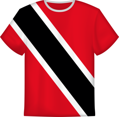 Trinidad ve Tobago 'nun bayrağını taşıyan tişört tasarımı. Tişört şablonu.