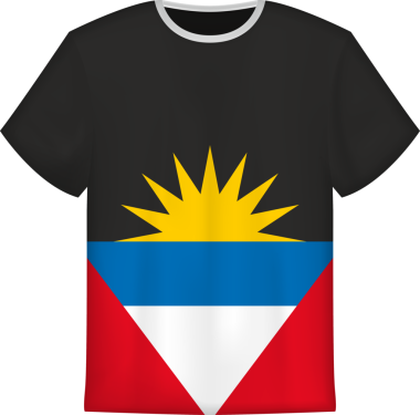 Antigua ve Barbuda bayrağı olan tişört tasarımı. Tişört şablonu.