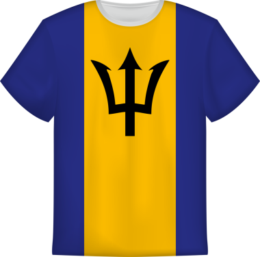 Barbados bayrağı taşıyan tişört tasarımı. Tişört şablonu.