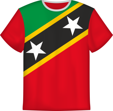 Saint Kitts ve Nevis bayrağının olduğu tişört tasarımı. Tişört şablonu.