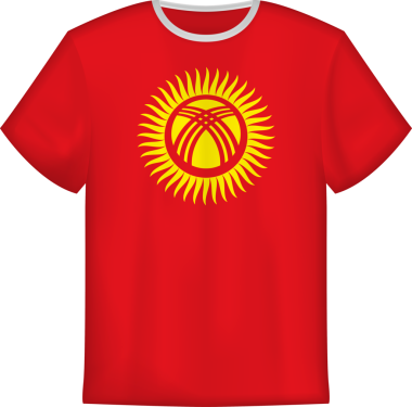 Kırgızistan bayrağı taşıyan tişört tasarımı. Tişört şablonu.