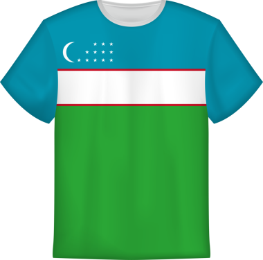 Özbekistan bayrağı taşıyan tişört tasarımı. Tişört şablonu.