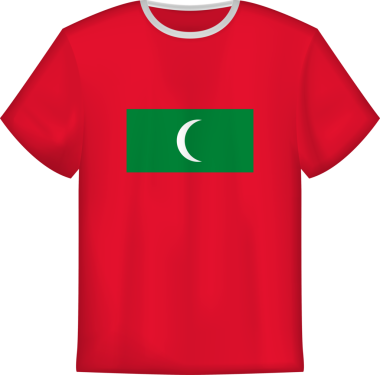 Maldivler bayrağı olan tişört tasarımı. Tişört şablonu.