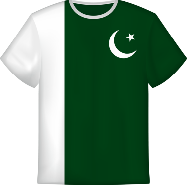 Pakistan bayrağı taşıyan tişört tasarımı. Tişört şablonu.