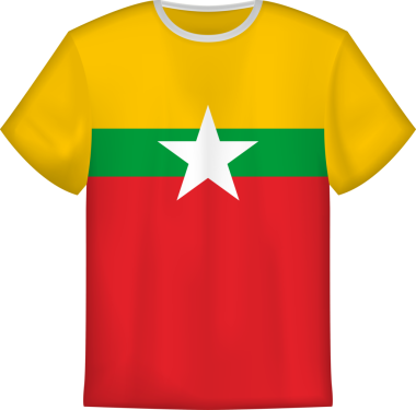 Myanmar bayrağı olan tişört tasarımı. Tişört şablonu.