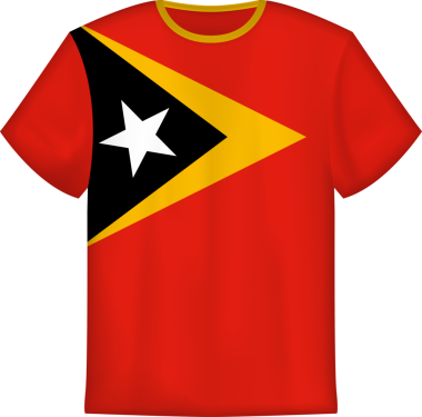 Doğu Timor 'un bayrağını taşıyan tişört tasarımı. Tişört şablonu.