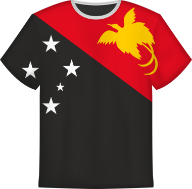 Papua Yeni Gine bayrağı taşıyan tişört tasarımı. Tişört şablonu.