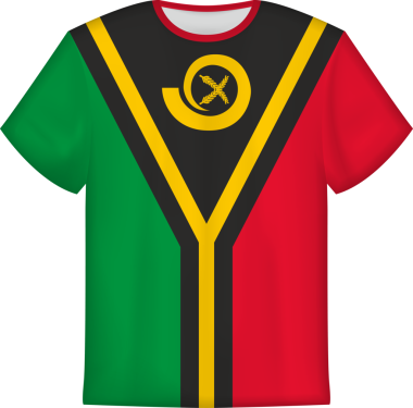 Vanuatu bayrağı taşıyan tişört tasarımı. Tişört şablonu.