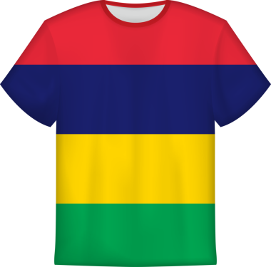 Mauritius bayrağı olan tişört tasarımı. Tişört şablonu.