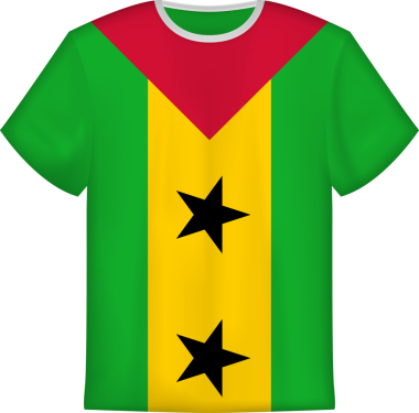 Sao Tome ve Principe bayrağını taşıyan tişört tasarımı. Tişört şablonu.