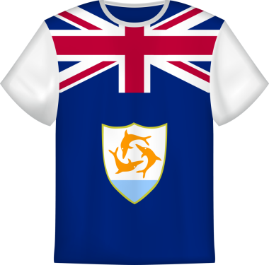 Anguilla bayrağıyla birlikte tişört tasarımı. Tişört şablonu.