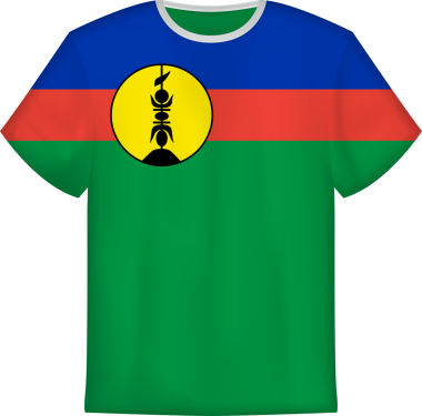 Yeni Kaledonya bayrağı olan tişört tasarımı. Tişört şablonu.