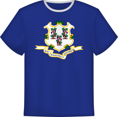 Connecticut ABD bayrağının olduğu tişört tasarımı. Tişört şablonu.