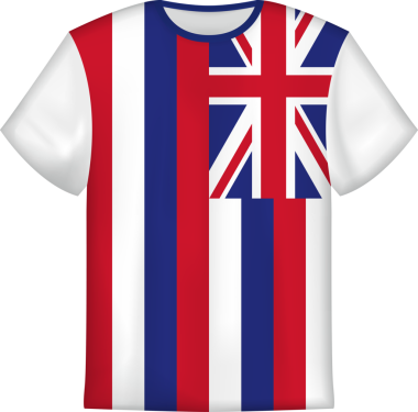 Hawaii ABD bayrağı taşıyan tişört tasarımı. Tişört şablonu.