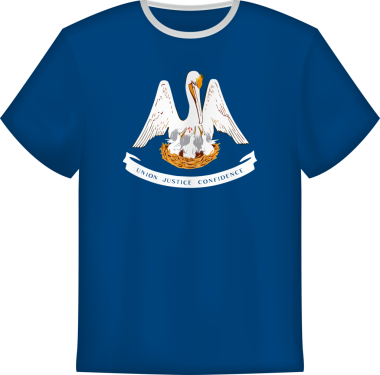 Louisiana ABD bayrağı taşıyan tişört tasarımı. Tişört şablonu.