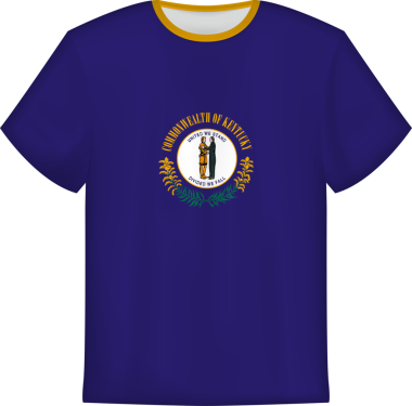 Kentucky eyaleti bayrağını taşıyan tişört tasarımı. Tişört şablonu.