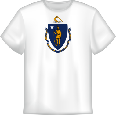 Massachusetts 'in bayrağını taşıyan tişört tasarımı. Tişört şablonu.