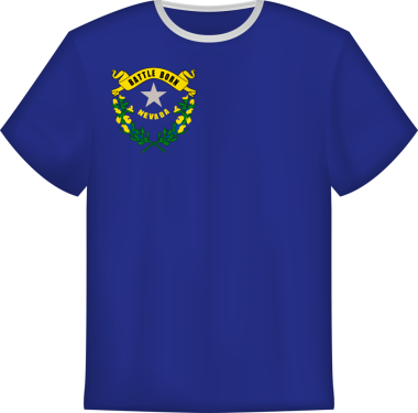 Nevada eyaletinin bayrağını taşıyan tişört tasarımı. Tişört şablonu.