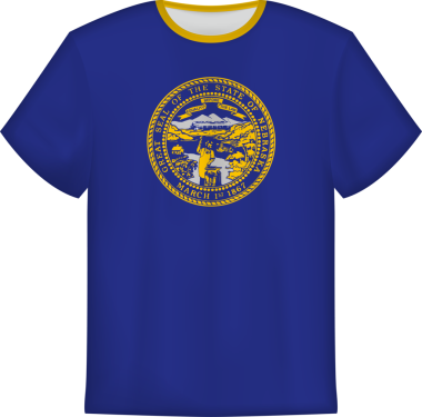 Nebraska eyaletinin bayrağını taşıyan tişört tasarımı. Tişört şablonu.