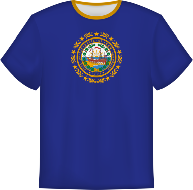 New Hampshire eyaleti bayraklı tişört tasarımı. Tişört şablonu.