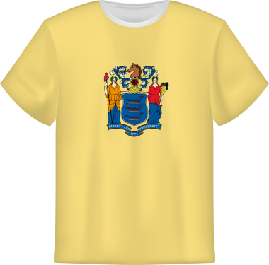 New Jersey ABD bayrağının olduğu tişört tasarımı. Tişört şablonu.