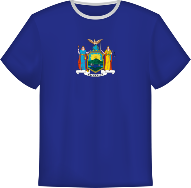 New York eyaletinin bayrağını taşıyan tişört tasarımı. Tişört şablonu.