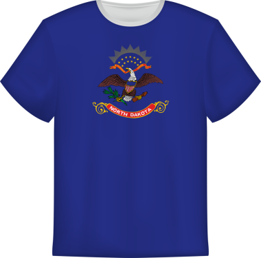 Kuzey Dakota eyaletinin bayrağını taşıyan tişört tasarımı. Tişört şablonu.