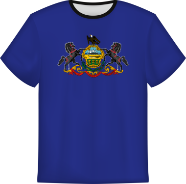 Pensilvanya bayrağının olduğu tişört tasarımı. Tişört şablonu.