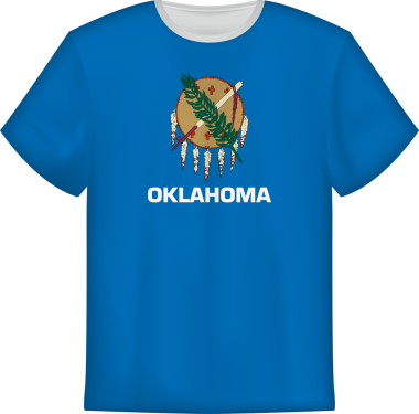 Oklahoma ABD bayrağı taşıyan tişört tasarımı. Tişört şablonu.