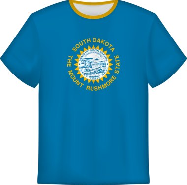 Güney Dakota eyaletinin bayrağını taşıyan tişört tasarımı. Tişört şablonu.