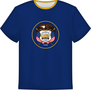 Utah eyaleti bayrağını taşıyan tişört tasarımı. Tişört şablonu.