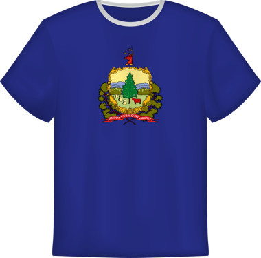 Vermont eyaleti bayrağını taşıyan tişört tasarımı. Tişört şablonu.