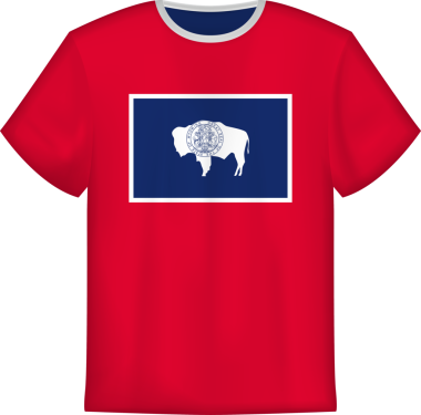 Wyoming eyaleti bayrağını taşıyan tişört tasarımı. Tişört şablonu.