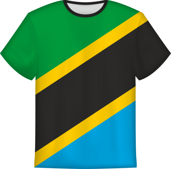 Tanzanya bayrağı olan tişört tasarımı. Tişört şablonu.