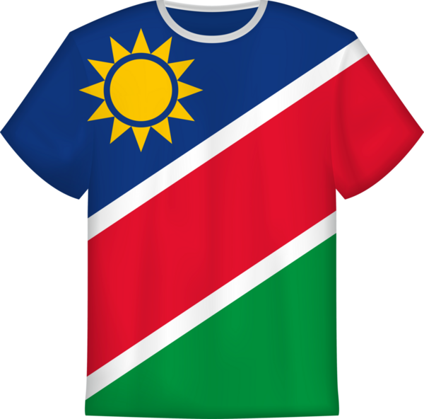 Namibya bayrağı taşıyan tişört tasarımı. Tişört şablonu.