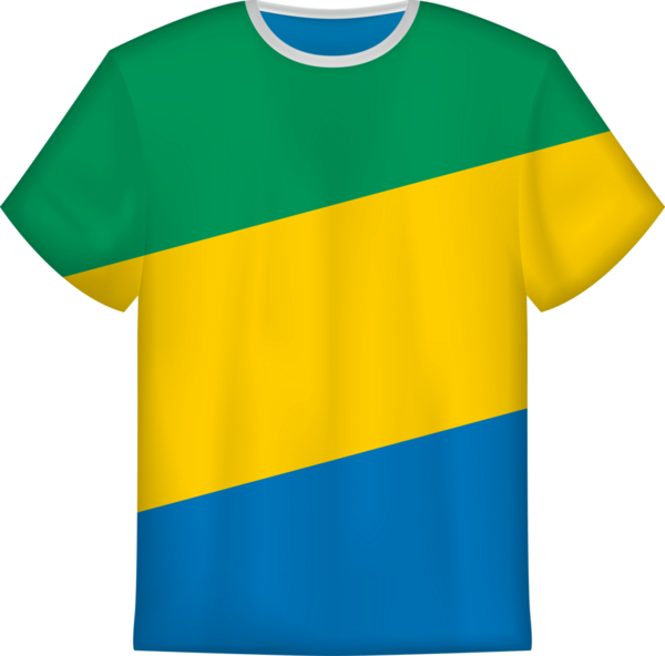 Gabon bayrağı olan tişört tasarımı. Tişört şablonu.