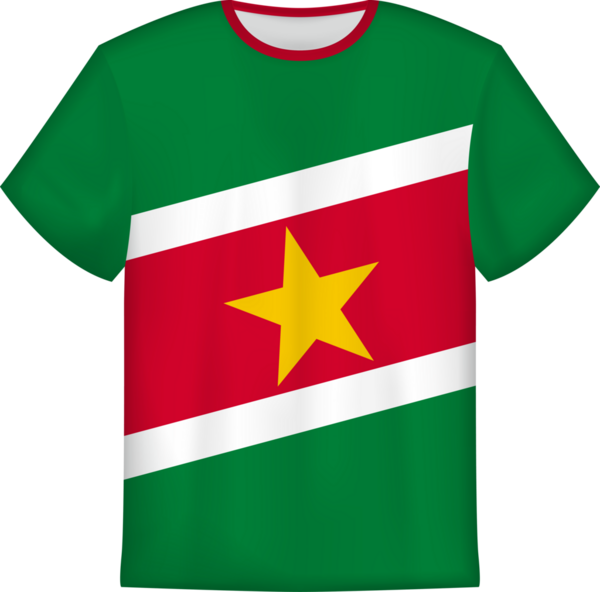 Surinam bayrağı olan tişört tasarımı. Tişört şablonu.
