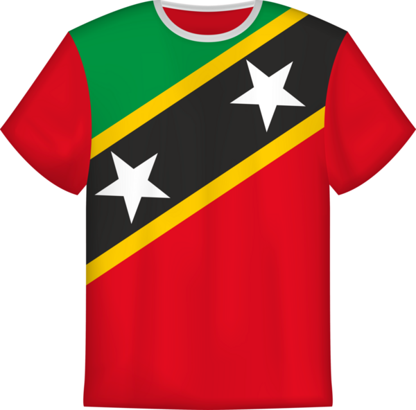 Saint Kitts ve Nevis bayrağının olduğu tişört tasarımı. Tişört şablonu.