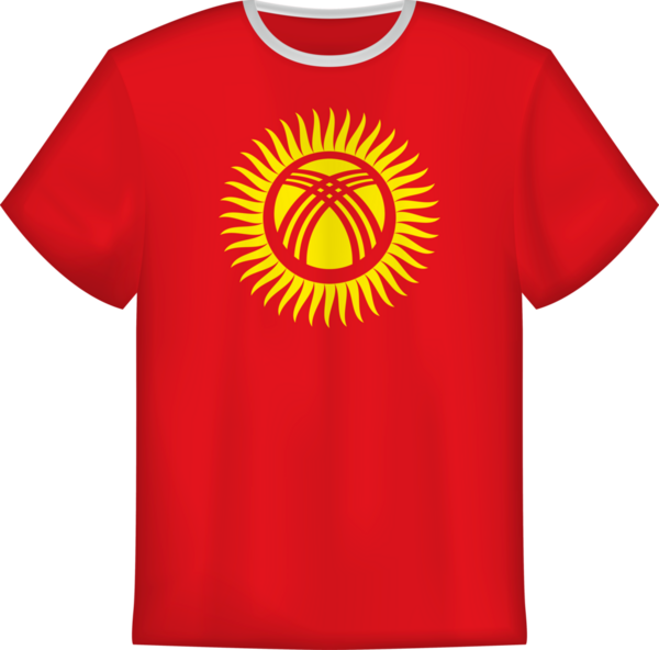 Kırgızistan bayrağı taşıyan tişört tasarımı. Tişört şablonu.