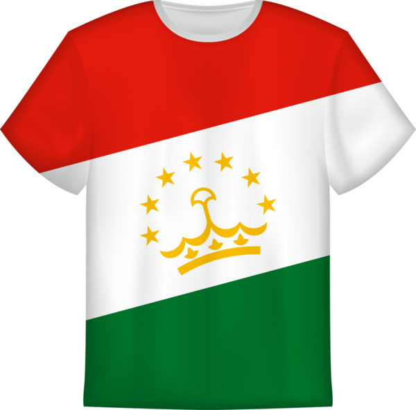 Tacikistan bayrağı taşıyan tişört tasarımı. Tişört şablonu.