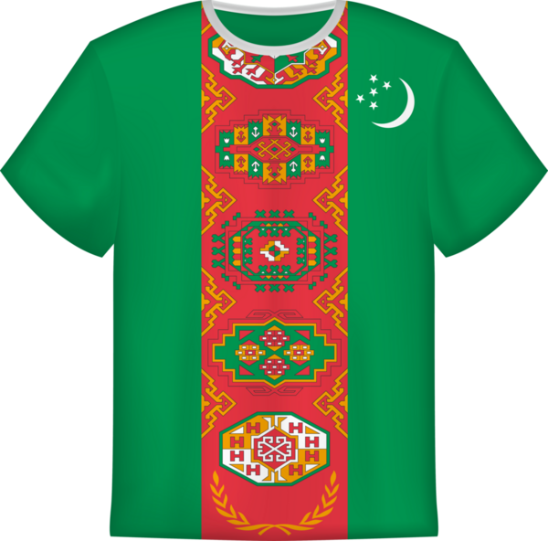 Türkmenistan bayrağı taşıyan tişört tasarımı. Tişört şablonu.